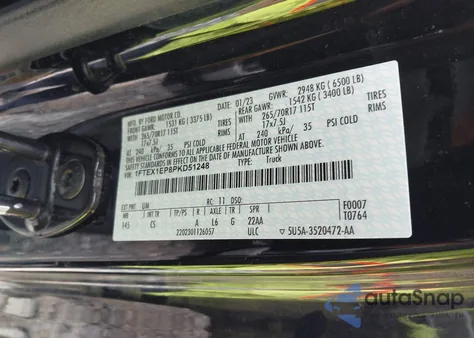 2023 Ford F-150 Xl z USA, uszkodzony, nr VIN 1FTEX1EP8PKD51248